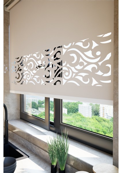 Lazer Kesim Mat Stor Perde Açık Kahverengi PLZ-8003 fiyatları