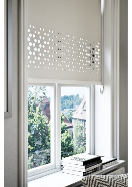 Lazer Kesim Mat Stor Perde Ekru PLZ-3002