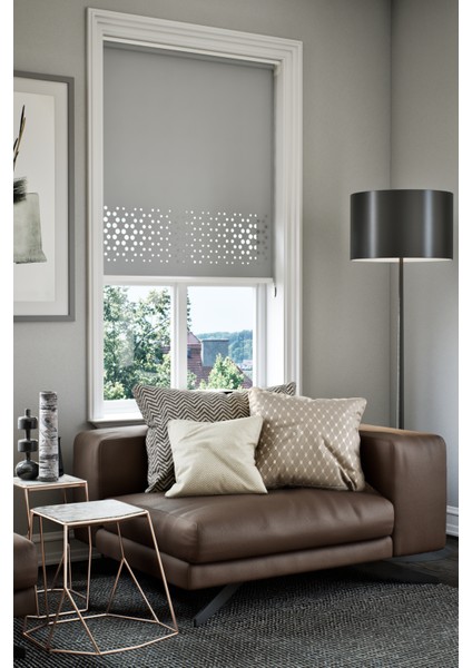 Lazer Kesim Mat Stor Perde Gri PLZ-3005