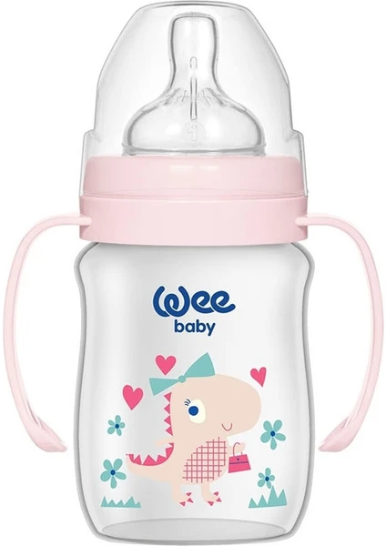 Wee Baby Klasik Plus Geniş Ağızlı Kulplu PP Biberon 150 ml Pembe