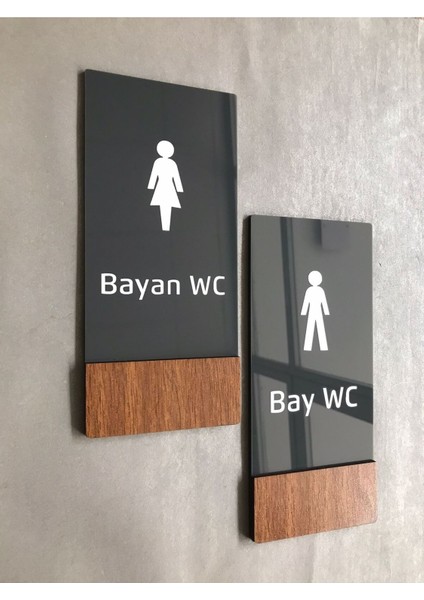 Wooden Serisi Dikey Wc Yönlendirme Levha Seti