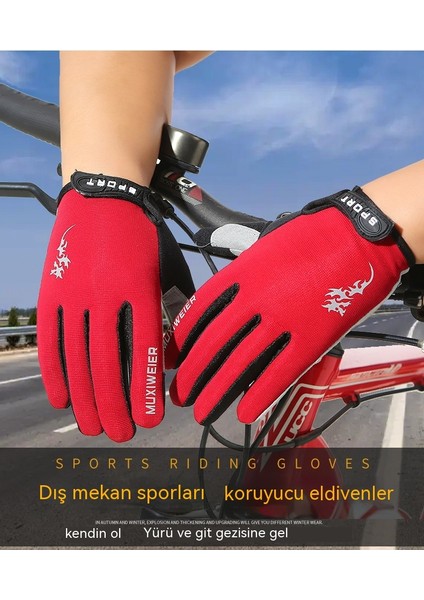 Qıchu Bisiklet Eldivenleri Kart Ekran Doğa Sporları Dağ Bisikleti Şok Emici Tam Parmak Eldivenler (Yurt Dışından) fırsatları