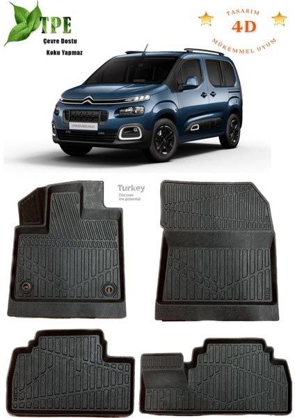 Citroen Berlingo 2019 Sonrası 4d Extra Havuzlu Paspas Siyah Renk fırsatları