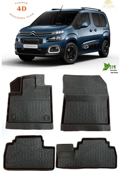 Citroen Berlingo 2019 Sonrası 4d Extra Havuzlu Paspas Siyah Renk