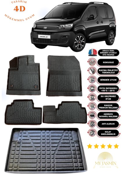Fiat Doblo 2023 Model 4d Havuzlu Paspas ve 4d Bagaj Havuzu Set