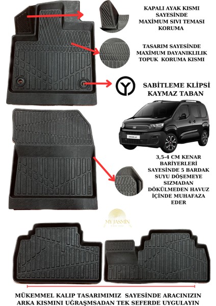 Fiat Doblo 2023 Model 4d Havuzlu Paspas ve 4d Bagaj Havuzu Set