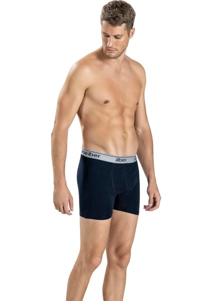 Erkek Lacivert Streç Likralı Boxer