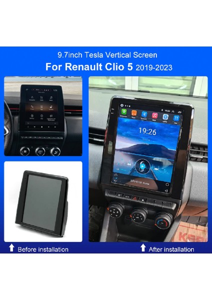 Renault Clio 5 Android Multimedya Tesla 9.7' Ekran 4+64GB Carplay Araca Özel Oem 1. Kalite
