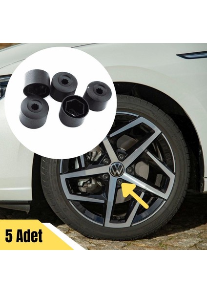 Bijon Kapağı Şifresiz 5 Adet Siyah Vw Golf 7 2013-2017 1K0601173