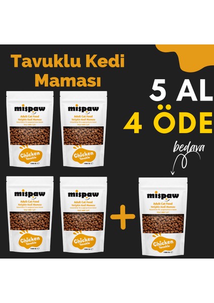 Yetişkin Tavuklu Kuru Kedi Maması 6500 Gr. (1300 Gr. x 5)