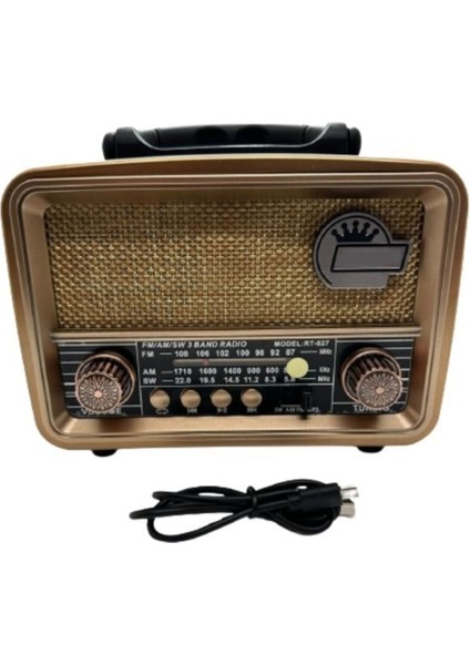 RT-827 Orta Boy Güneş Enerjili Bluetooth, Nostalji , Fm/am/sw 3 Band Radyo ,usb, Sd ,aux Mp3 Player