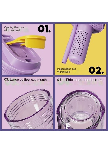 Çocuklar ve Kızlar Için Taşınabilir Su Bardağı Yüksek Değerli Plastik Çay ve Su Ayırma Yaz Erkek Çift Içme Bardağı Saman Kahve Fincanı (Yurt Dışından)