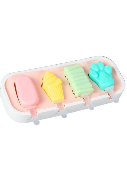 Mutfak Karikatür Dondurma Çubuğu Popsicle Kalıp Diy Buz Tepsi Kapaklı Yeni Stil 4 Silikon Dondurma Kalıpları (Yurt Dışından)