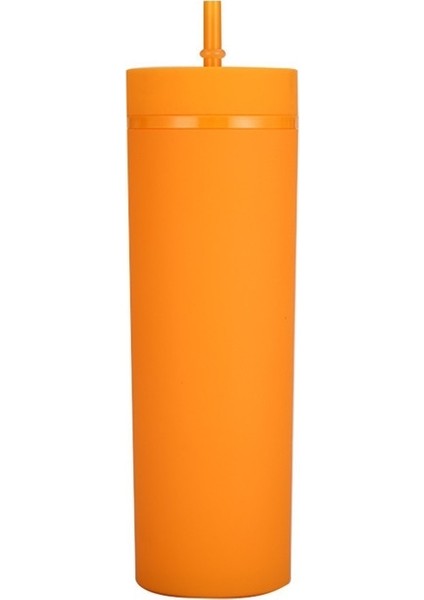 Çift Katmanlı Plastik Buzlu Su Bardağı 16 Oz Spor Su Bardağı Düz Saman Bardağı (Yurt Dışından)