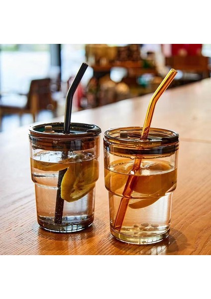 Cam Bambu Bardak Net Kırmızı Kuzey Işıkları Yüksek Değerli Taşınabilir Saman Çift Öğrenci Su Bardağı Isıya Dayanıklı Ins Rüzgar (Yurt Dışından) fırsatları