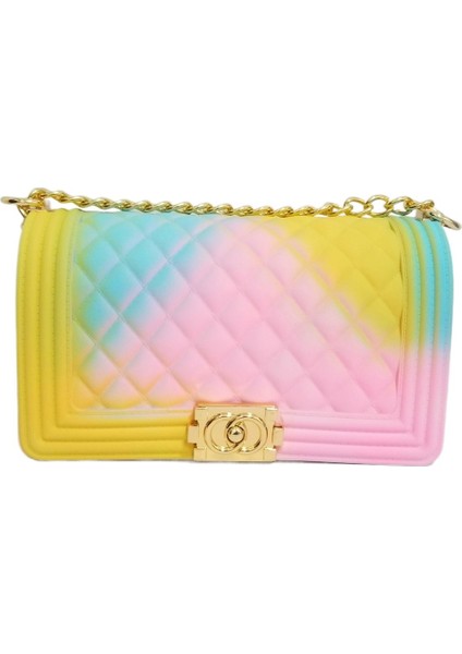 Kadın Çantası Yeni Eşkenar Dörtgen Tek Omuz Zincir Çanta Çapraz Jöle Çantası (Yurt Dışından)