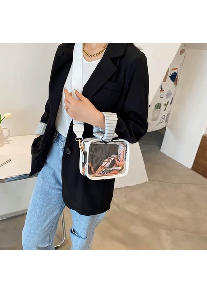 Şeffaf Çanta Kadın Çantası Geniş Omuz Askısı Küçük Kare Çanta Pvc Tek Omuz Diyagonal Cep Telefonu Çantası (Yurt Dışından) modelleri