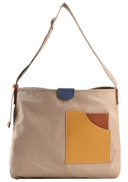 Ekleme Kanvas Çanta Bayanlar Omuz Çantası Taşınabilir Tote Çanta Çok Yönlü Rahat Messenger Çanta (Yurt Dışından)