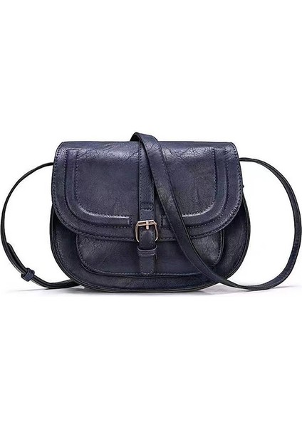 Retro Eyer Çantası Çok Yönlü Omuz Messenger Kadın Çantası Avrupa ve Amerikan Moda Kadın Yarım Yuvarlak Çanta Kız (Yurt Dışından)