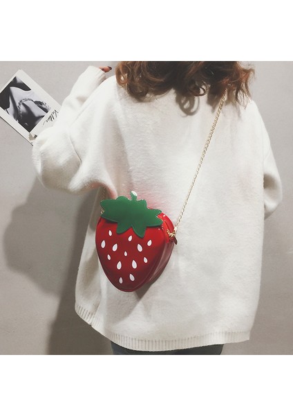 Kadın Zincir Karikatür Kız Çilek Messenger Omuz Çantası (Yurt Dışından) fiyatları