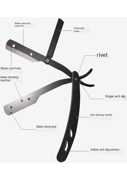 Paslanmaz Çelik Jilet Manuel Tıraş Kaş Düzeltme Tıraş Yüz Tıraş Bıçağı Tutucu Ev Ticari Katlanır Retro Eski Moda Jilet (Yurt Dışından)