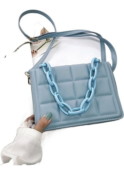 Zincir Eşkenar Dörtgen Tek Omuz Çapraz Askılı Portatif Küçük Kare Çanta (Yurt Dışından)