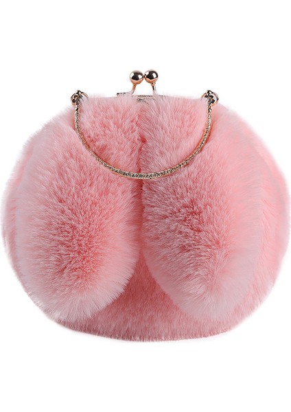 Çapraz Taşınabilir Prenses Çanta Taklit Kürk Pelüş Çanta Zincir Çanta Tüm Maç Tavşan Kulak Çantası (Yurt Dışından)