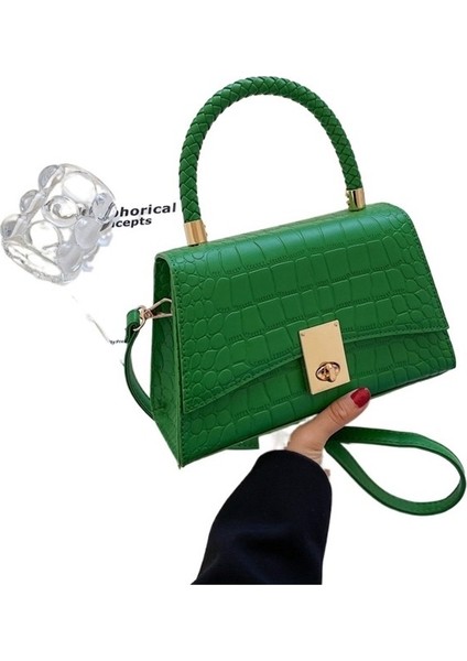 Dokuma El Çantası Kum Saati Kabartmalı Taş Desen Omuz Çapraz Askılı Çanta (Yurt Dışından)