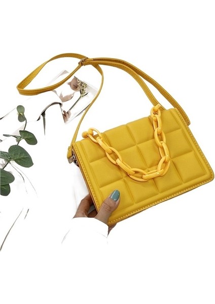 Zincir Eşkenar Dörtgen Tek Omuz Çapraz Askılı Portatif Küçük Kare Çanta (Yurt Dışından)