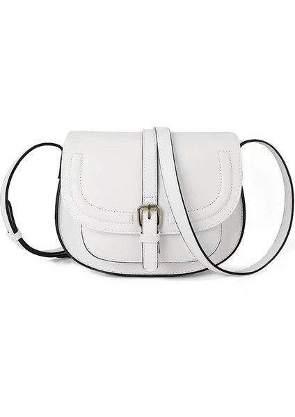 Retro Eyer Çantası Çok Yönlü Omuz Messenger Kadın Çantası Avrupa ve Amerikan Moda Kadın Yarım Yuvarlak Çanta Kız (Yurt Dışından)