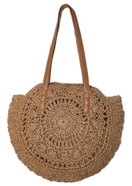 Moda Hasır Çanta Tek Omuz Çantası Plaj Tatil Çantası Büyük Kapasiteli Tote Çanta (Yurt Dışından)