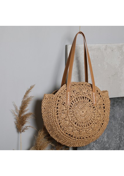 Moda Hasır Çanta Tek Omuz Çantası Plaj Tatil Çantası Büyük Kapasiteli Tote Çanta (Yurt Dışından) fiyatları