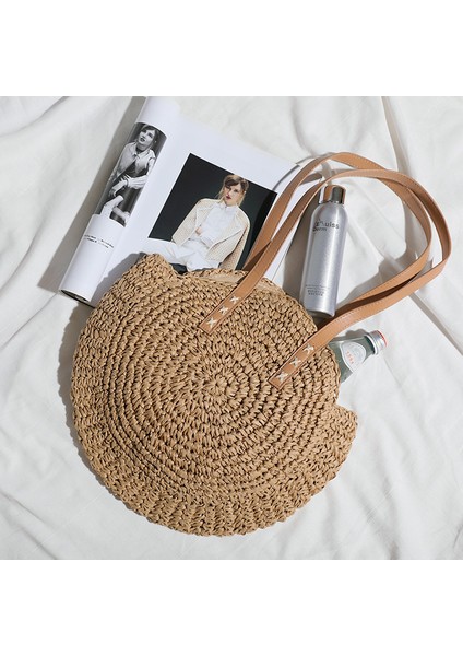 Moda Hasır Çanta Tek Omuz Çantası Plaj Tatil Çantası Büyük Kapasiteli Tote Çanta (Yurt Dışından) modelleri