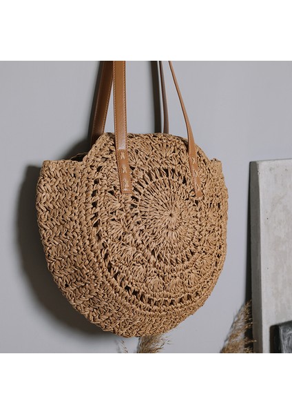 Moda Hasır Çanta Tek Omuz Çantası Plaj Tatil Çantası Büyük Kapasiteli Tote Çanta (Yurt Dışından) fırsatları