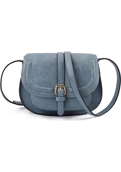 Retro Eyer Çantası Çok Yönlü Omuz Messenger Kadın Çantası Avrupa ve Amerikan Moda Kadın Yarım Yuvarlak Çanta Kız (Yurt Dışından)