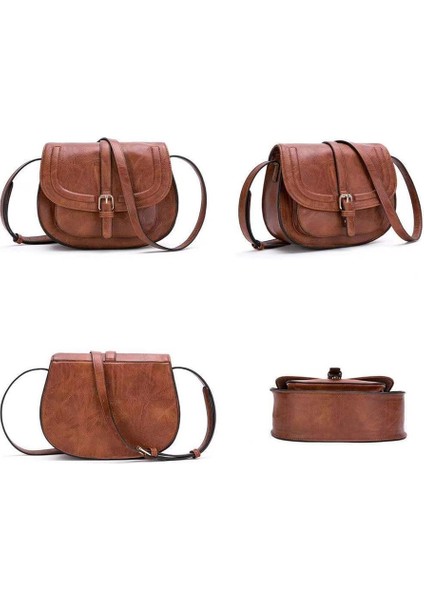 Retro Eyer Çantası Çok Yönlü Omuz Messenger Kadın Çantası Avrupa ve Amerikan Moda Kadın Yarım Yuvarlak Çanta Kız (Yurt Dışından) modelleri