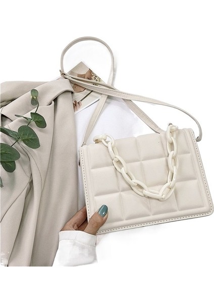 Zincir Eşkenar Dörtgen Tek Omuz Çapraz Askılı Portatif Küçük Kare Çanta (Yurt Dışından)