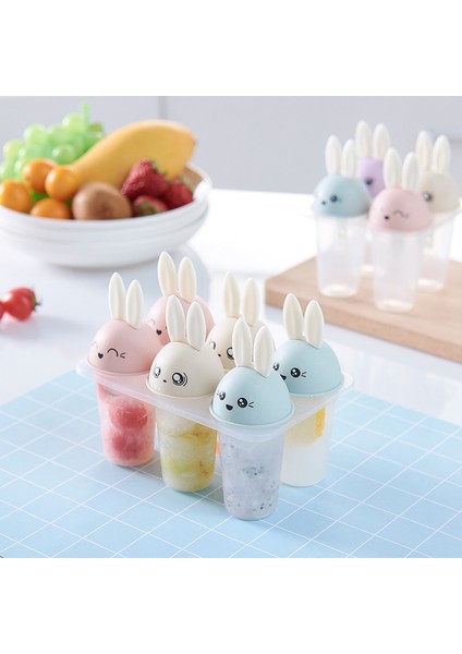 6 Paket Ev Yapımı Dıy Popsicle Dondurma Kalıbı Sevimli Tavşan Kolu Buz Kutusu Toksik Olmayan Popsicle Dondurma Buz Kalıbı (Yurt Dışından)