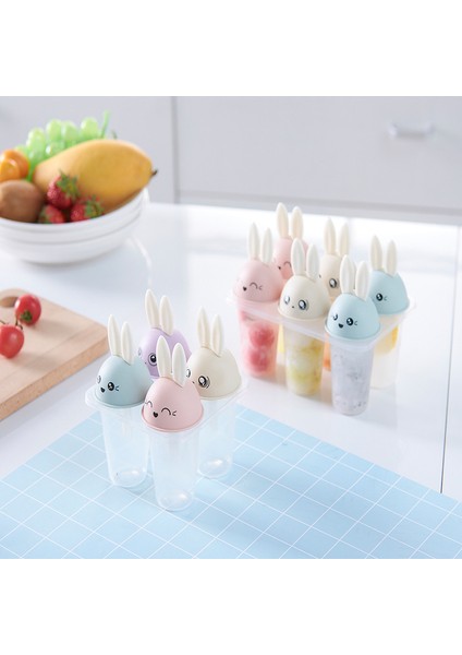 6 Paket Ev Yapımı Dıy Popsicle Dondurma Kalıbı Sevimli Tavşan Kolu Buz Kutusu Toksik Olmayan Popsicle Dondurma Buz Kalıbı (Yurt Dışından)