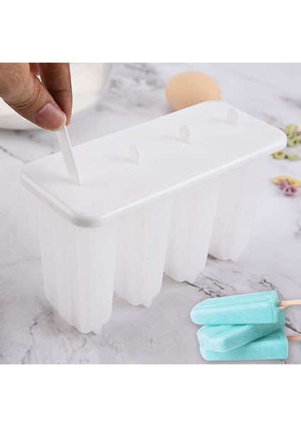 4 Hatta Eski Popsicle Kalıpları Kapaklı Ev Çocuk Sevimli Popsicle Dondurma Kalıbı Diy Ev Yapımı Dondurma Dondurma Kalıbı (Yurt Dışından)