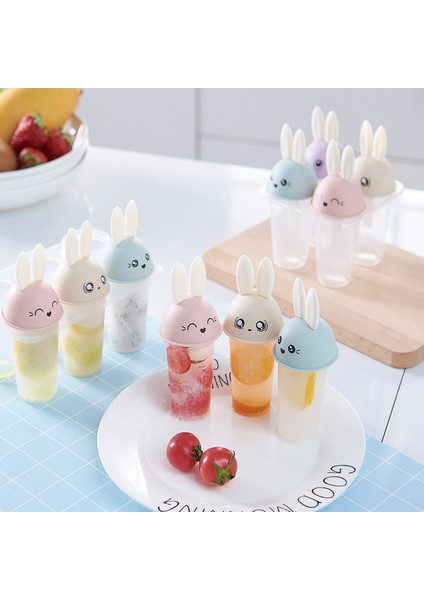6 Paket Ev Yapımı Dıy Popsicle Dondurma Kalıbı Sevimli Tavşan Kolu Buz Kutusu Toksik Olmayan Popsicle Dondurma Buz Kalıbı (Yurt Dışından)