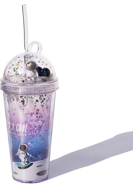 Uzay Fincanı Pipetli Bardak Yaratıcı Plastik Bardak Hediye Su Bardağı Yaz Fincanı Ins Tarzı (Yurt Dışından)