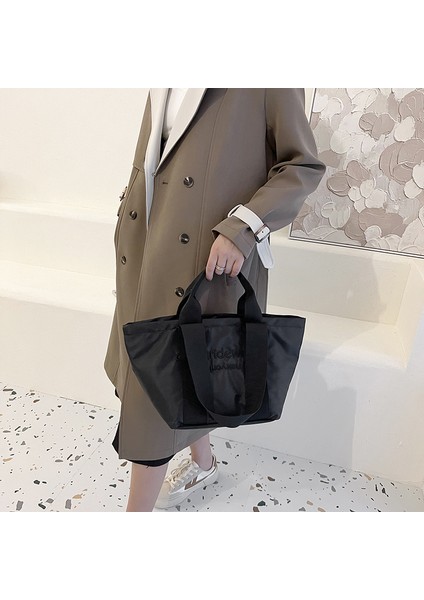 Basit Mori Taşınabilir Omuz Çantası Kadın Ins Kore Moda Işlemeli Mektup Tote Büyük Çanta Rahat Seyahat Çantası (Yurt Dışından) modelleri
