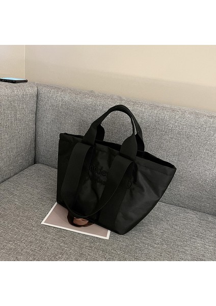 Basit Mori Taşınabilir Omuz Çantası Kadın Ins Kore Moda Işlemeli Mektup Tote Büyük Çanta Rahat Seyahat Çantası (Yurt Dışından) fırsatları