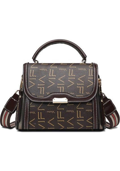 Çanta Kadın Moda Omuz Çantası Retro Baskı El Messenger Çanta Geniş Omuz Askısı (Yurt Dışından)