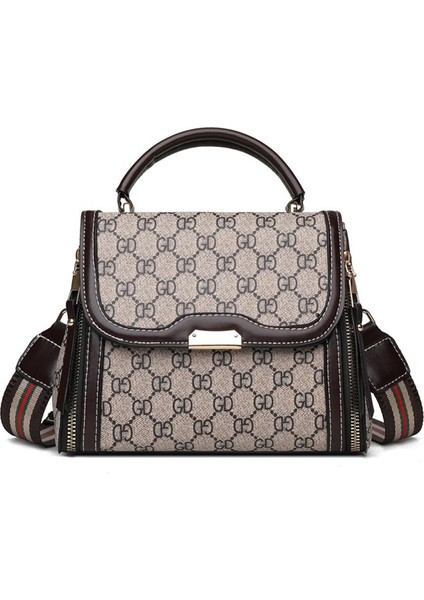 Çanta Kadın Moda Omuz Çantası Retro Baskı El Messenger Çanta Geniş Omuz Askısı (Yurt Dışından)