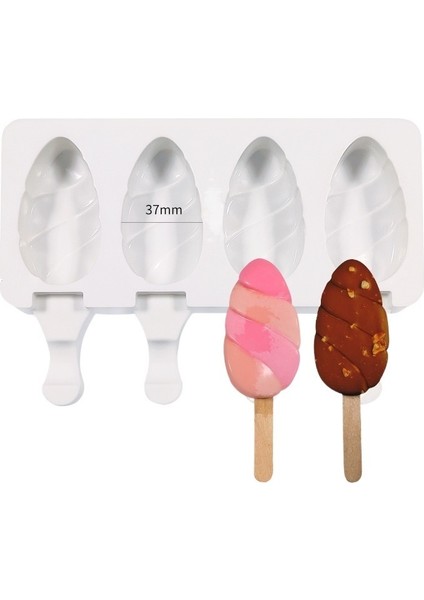 4 Hatta Dondurma Silikon Kalıp Noel Ağacı Eşkenar Dörtgen Su Damlası Aşk Şekerlenmiş Kabak Popsicle Dondurma Kalıbı (Yurt Dışından)