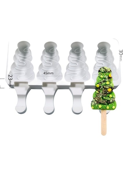 4 Hatta Dondurma Silikon Kalıp Noel Ağacı Eşkenar Dörtgen Su Damlası Aşk Şekerlenmiş Kabak Popsicle Dondurma Kalıbı (Yurt Dışından)