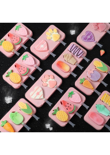 Silikon Dondurma Dondurma Kalıbı Diy Dondurma Kutusu Kapaklı Çocuk Ev Yapımı Popsicle Popsicle Kalıp (Yurt Dışından)