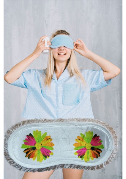 Pembecin Uyku Göz Bandı Maskesi Gözlük Maske Bant Eye Mask Çiçekli (1Adet)